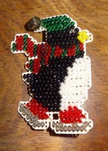 New Penguin Pin Brooch Glass Beads Jewelry Finished Mill Hill Handmade Ice Skate - £20.18 GBP