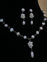 Neiman Marcus Silver and Pearl Necklace and Earring Set  - £195.56 GBP
