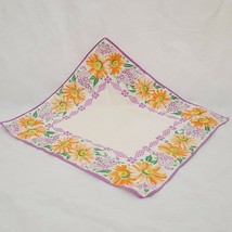 Vintage Handkerchief Daisy Flowers Orange Purple 11&quot; Leaves - $14.99