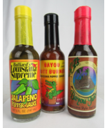 RARE! x3 hot sauce New Old Stock Louisiana Bayou vintage glass bottle - £25.33 GBP