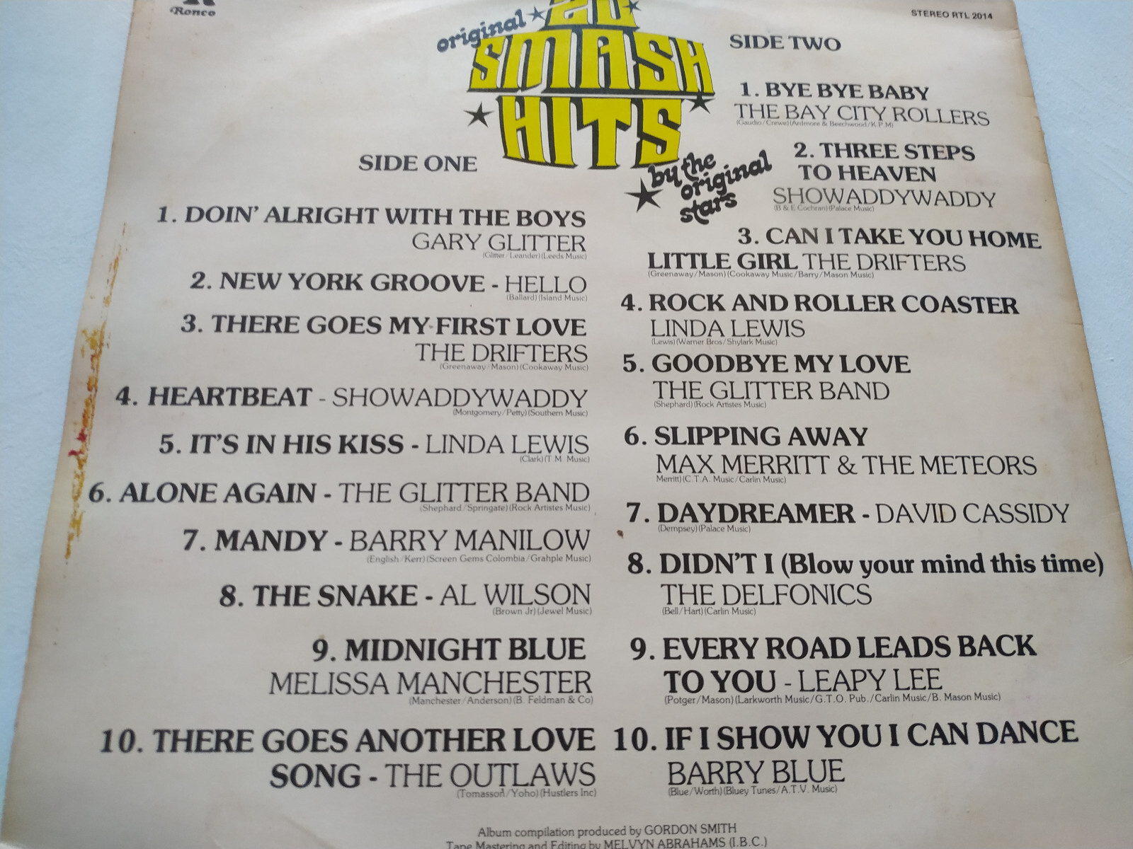 20 Smash Hits Star Trackin '76 Drifters Outlaws Glitter Band LP 12 " vinyl VG/VG Item image 4