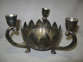 Silver Plate 3 Nozzles Candle Stick Holder Center Piece Flower Holder 3 ... - $15.95