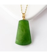 Jasper Peaceful Medal Authentic Spinach Green Hetian Jade 18K Gold Inlay... - £178.88 GBP
