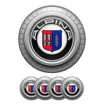 Set of 4 Alpina Logo Domed Sticker for Rim Center Wheel Hub Cap Emblem - £7.60 GBP+