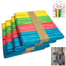 200 Colored Wooden Popsicle Sticks Assorted Colors Craft Sticks School Art Kids - £11.98 GBP