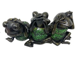 Three Stained Glass Frogs Hear-Speak-See No Evil Low Light Accent Table Lamp - £36.49 GBP