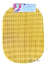 Waffle Weave Yellow Placemats PVC Vinyl Set of 4 Indoor Outdoor Oval Bea... - £19.09 GBP