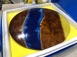 Round Epoxy Table Tops Handmade Wood Coffee Table Custom Order Resin River Table - £133.02 GBP+