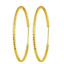 24K Yellow Gold Plated Hoop Earrings Women&#39;s Round Gift Box Fine Packaging 925 S - £9.41 GBP
