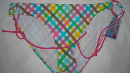 Joe Boxer Green Blue Pink White Plaid Juniors Bikini Bottom XL - $10.00