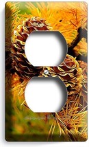 AUTUMN PINE CONES OUTLET WALL PLATE RUSTIC COUNTRY WOODEN CABIN ROOM HOM... - $11.99
