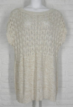 CATO Long Sweater Tunic Short Sleeve Oatmeal Tan White 22 24 - £18.48 GBP