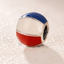 925 Sterling Silver Beach Ball Charm With Mixed Enamel Charm Beads Fit European  - £14.77 GBP