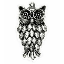 Blue Moon Owl Metal Pendant Lost &amp; Found Beads Charm Silver Color New on... - $15.86