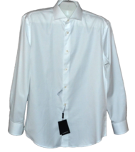 Bugatchi Men&#39;s White Plaid  Design Cotton Shirt Size US 16.5 34/35 Shaped Fit - £80.66 GBP