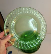 10 Green Uranium 8.25" Plates Thumb Print Pattern image 3