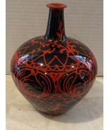 Raymor Bitossi Italy Vintage Mid Century MCM Italy Red &amp; Black Vase Label - £197.53 GBP