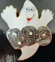 Halloween Enamel BOO Ghost Brooch Pin With Google Eyes - £11.95 GBP