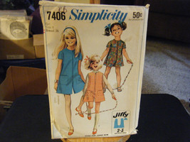 Simplicity 7406 Girl's Jiffy Pantdress & Pantjumper Pattern - Size 8 Chest 26 - $12.96