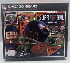 Rare Vintage Nostalgic Collage sealed Chicago Bears 500 Piece Puzzle 24”... - $16.82