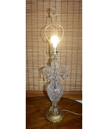 Vintage Holliday Regency Styled 26" Tall Cut Crystal Glass Table Lamp Large Elec - £157.31 GBP