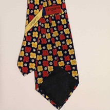 Ungaro Italian Silk Tie Navy, Red &amp; Yellow Flowers Made in Paris Vintage - £6.89 GBP