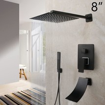 Black Shower System For Bathroom With 8&quot; Sq.Are Rainfall Shower Head, - £94.10 GBP