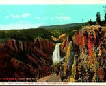 Great Falls Yellowstone Park WY Red Letter CT American Bloom Bros Postca... - $3.91