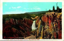 Great Falls Yellowstone Park WY Red Letter CT American Bloom Bros Postcard T12 - £3.07 GBP