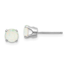 14k Gold 5mm Round October/Opal Stud Earrings XBE141 - $4,523.43 MXN