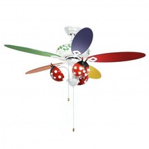 52 Inch Kids Ceiling Fan with Pull Chain Control - Color: Multicolor - £192.96 GBP