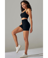 Black Spaghetti Straps Bra and High Waist Shorts Workout Set - $4,135.90 MXN