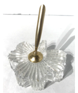 Heritage Irish Shamrock Paperweight Clear Cut Crystal Pen Holder READ CHIP - $39.59