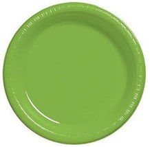Lime Green 10 Inch Plastic Dinner Plates 20 Pack Party Tableware Decorations - £12.73 GBP