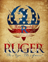 Ruger Firearms 2nd Amendment  America Eagle Gun Ammo Wall Décor Metal Tin Sign - £17.40 GBP