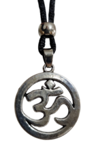 Om Halskette Silber Anhänger Erleuchtung Om Namah Shivaya Bead Corded Schmuck - £6.69 GBP