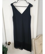 V Neck Flapper Dress Tasseled Asymmetrical Hem Black Size XS by Rachel Roy - $27.44 CAD