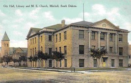 City Hall Library M E Church Mitchell South Dakota 1910c postcard - £5.88 GBP