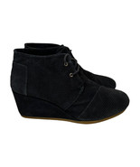 Toms Desert Blue Corduroy Suede Lace Up Wedge Ankle Booties Womens Sz 12... - $38.60