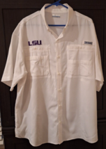 Columbia PFG Mens XL LSU White/Purple Vented Omni Shade Button Up Fishin... - $17.46