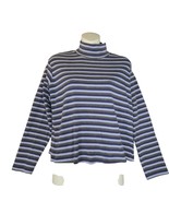 Columbia Womens Large Pullover Top Purple Striped Stretch Turtleneck Out... - $16.61
