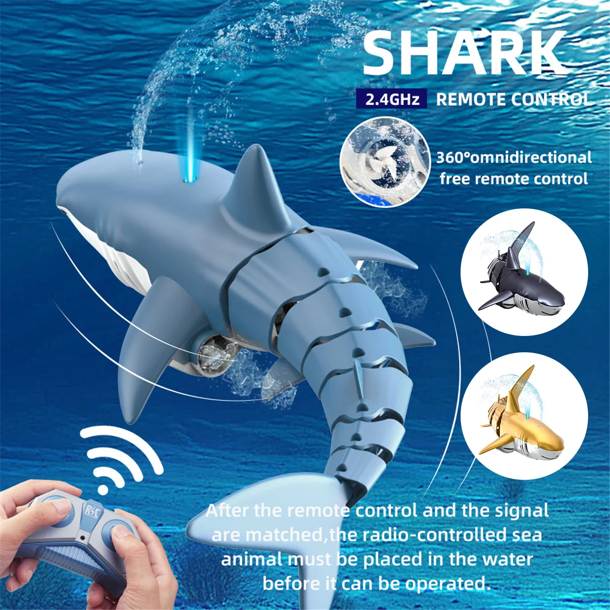 RC Shark Toy Remote Control Animals Robots Electric Toys Bath Tub Pool Summer - £12.64 GBP+