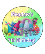 12 Personalized Trolls Movie Birthday Stickers, Labels, Tags, Favors, 2.... - $223.68 MXN
