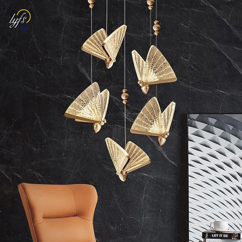 Nordic LED Pendant Lights Butterfly Hanging Lamp Indoor Lighting For Bed... - $55.67+