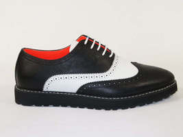Men's Shoes The Priority L TAYNO Leather Wingtip Dressy Sneaker Black/White image 8