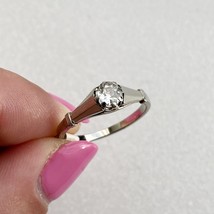 European Old Cut 0.31ct Natural Diamond Vintage 14k White Gold Ring Vint... - $840.00