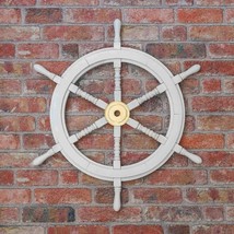 Wooden Ship Steering Wheel Pirate Rustic Captain Ship Wheel Home Decor Gift - £124.70 GBP