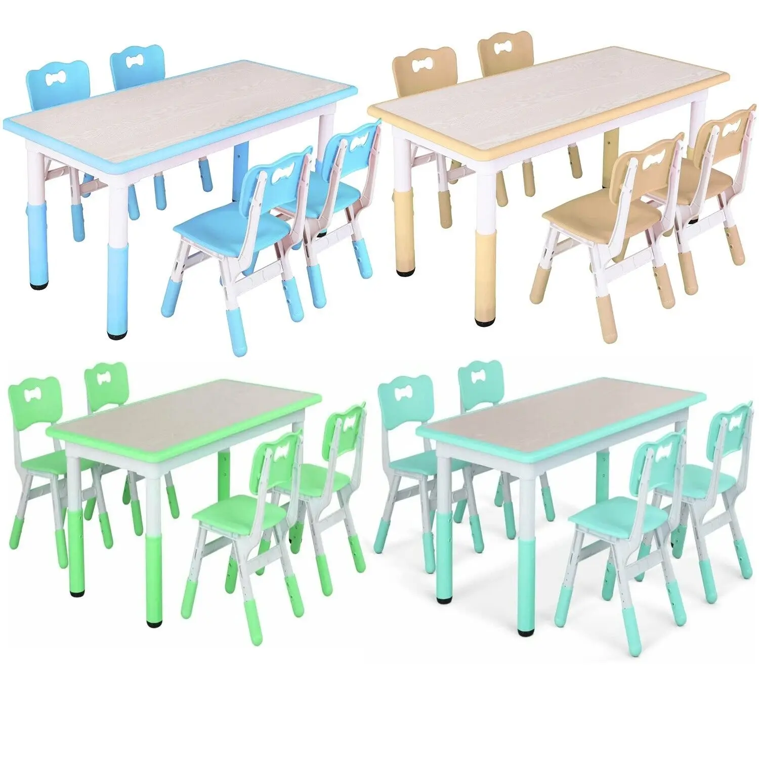 Kids Table and 4 Chairs Set Height Adjustable Toddler Multi-Activity Tab... - $215.98