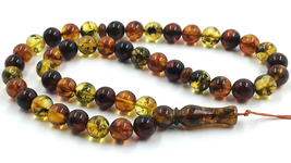 Genuine Amber Islamic Prayer  Natural Amber Kehribar  Tasbih   pressed - £94.96 GBP