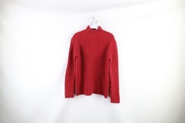 Vintage Gap Mens Size Small Faded Heavyweight Ribbed Knit Mock Neck Sweater Red - $59.35